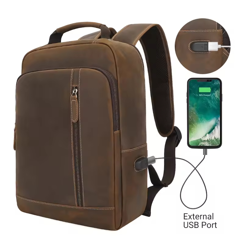 Leather Laptop Backpack