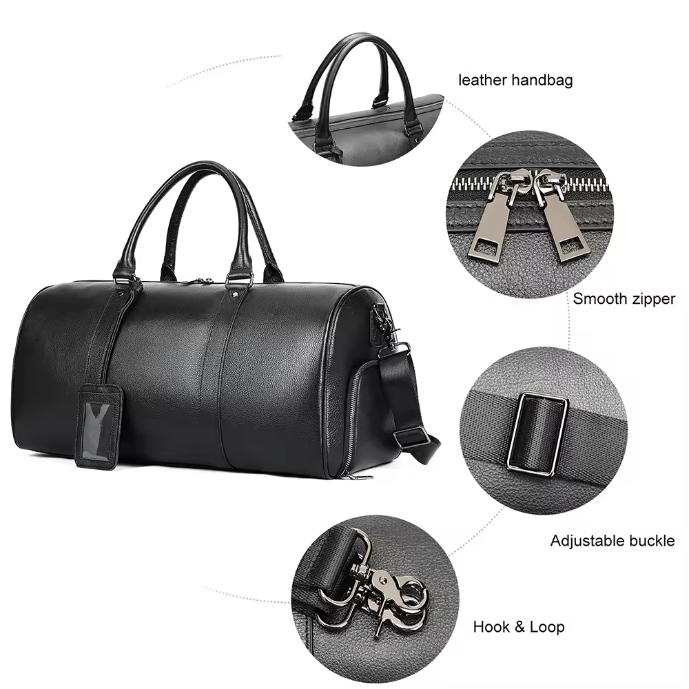 Leather Travel Duffel Bag