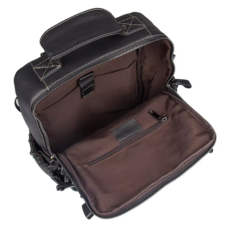 Stylish Black Leather Backpack