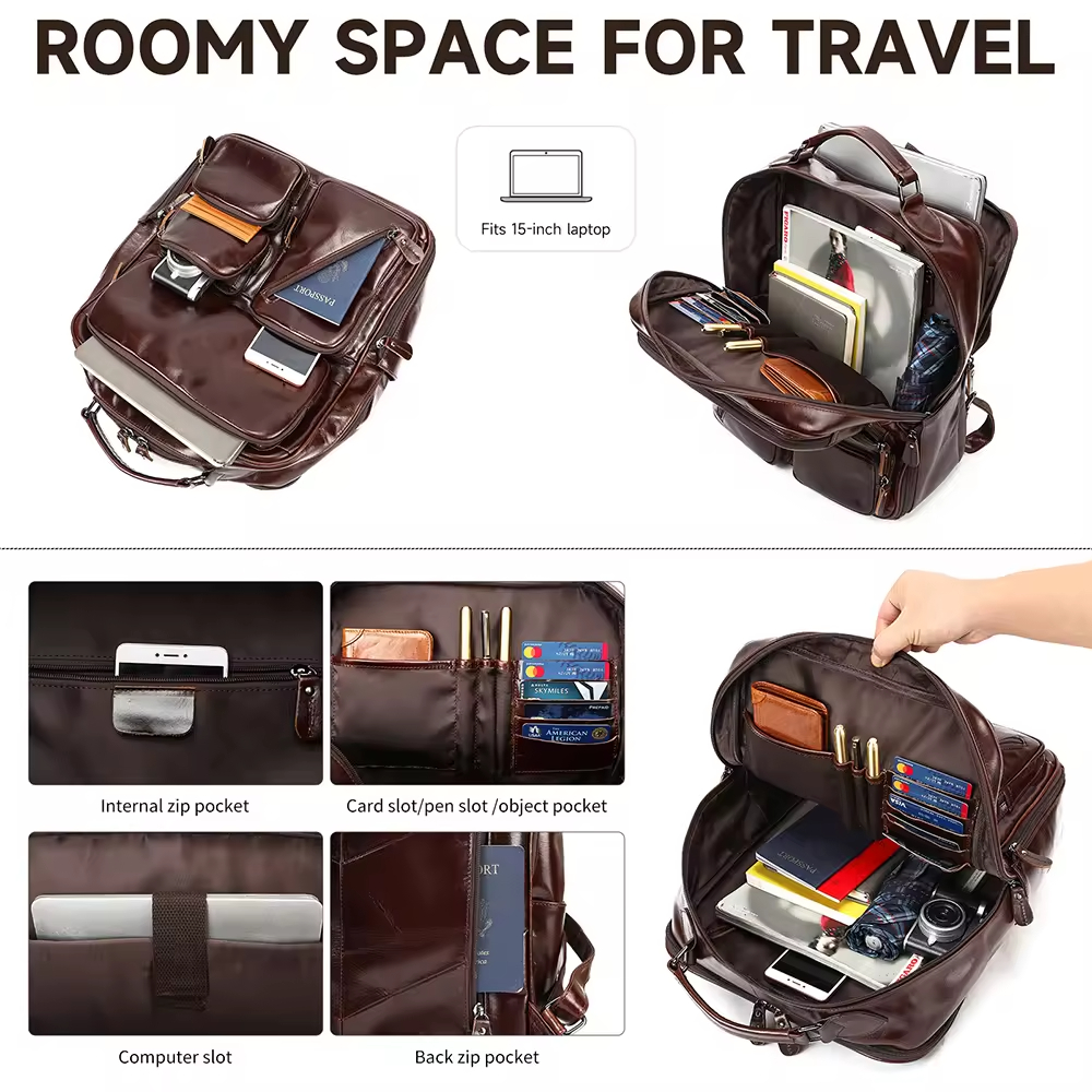 Leather Laptop Backpack