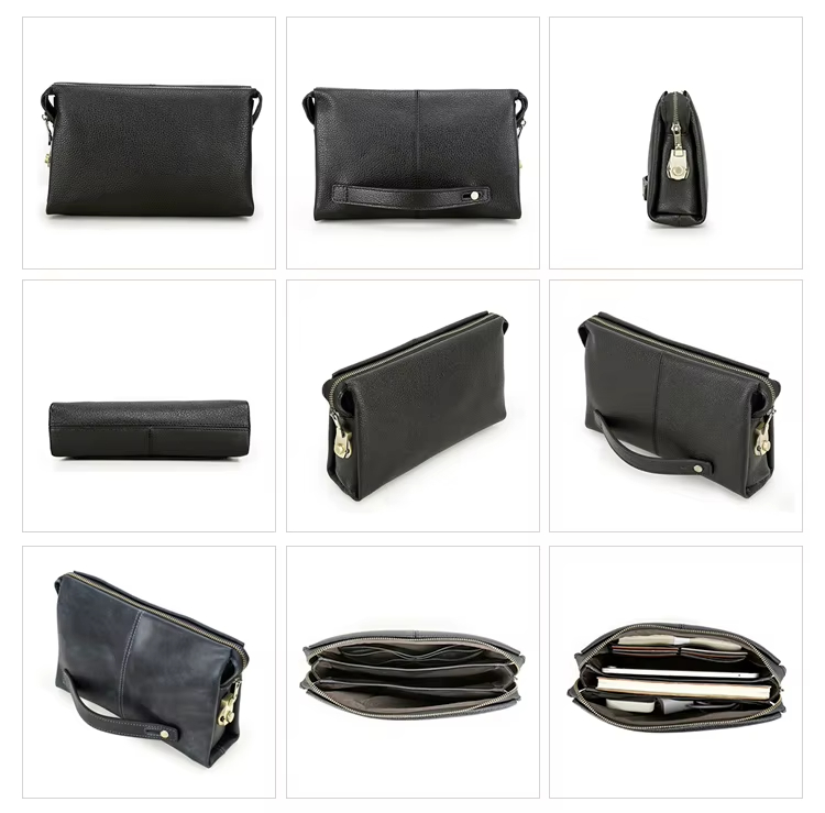 Black Leather Clutch Bag