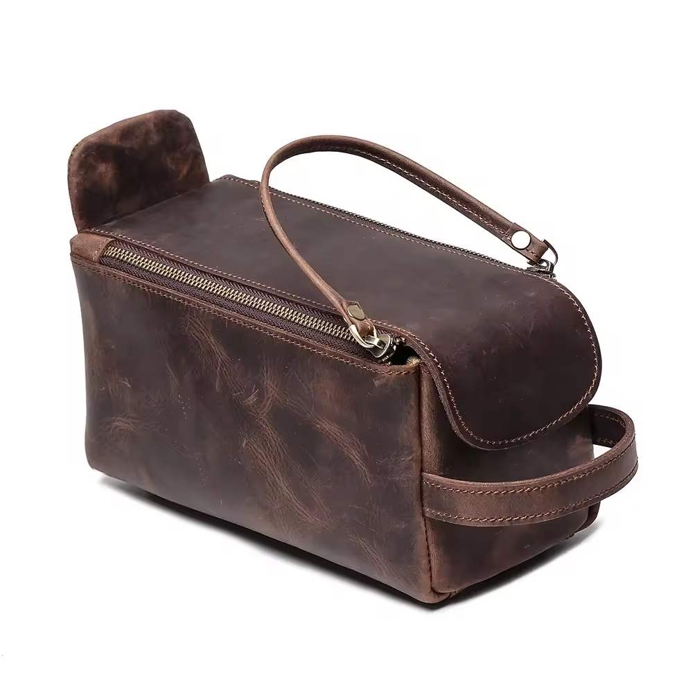 Vintage Leather Toiletry Bag