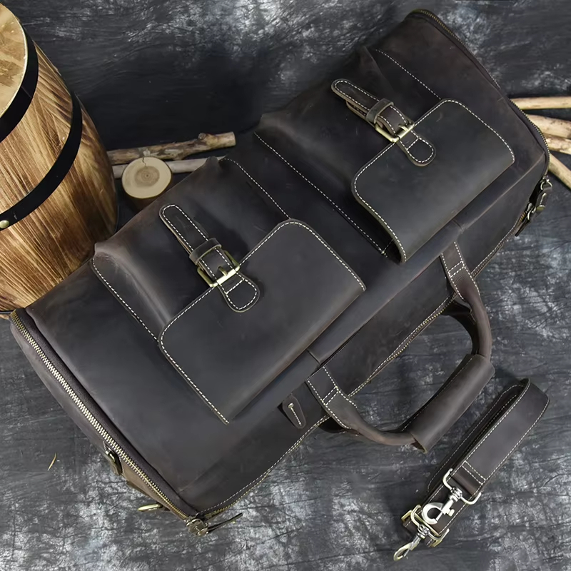 Leather Travel Duffel Bag