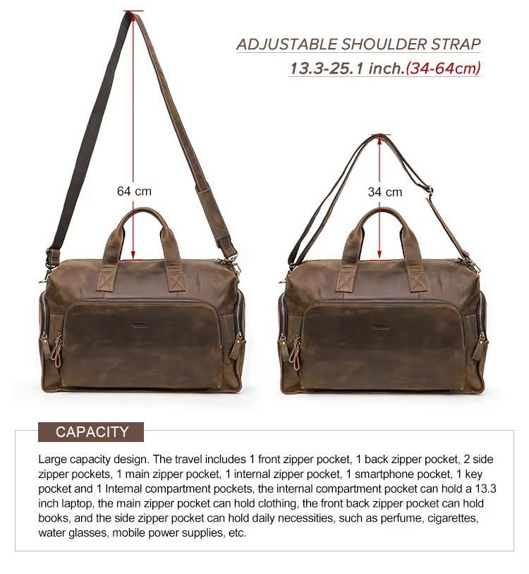 Leather Travel Duffel Bag