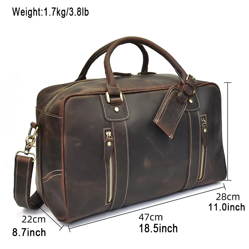 Vintage Leather Travel Duffel Bag