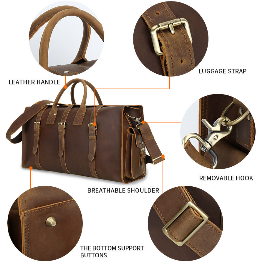 Retro Crazy Horse Leather Travel Bag