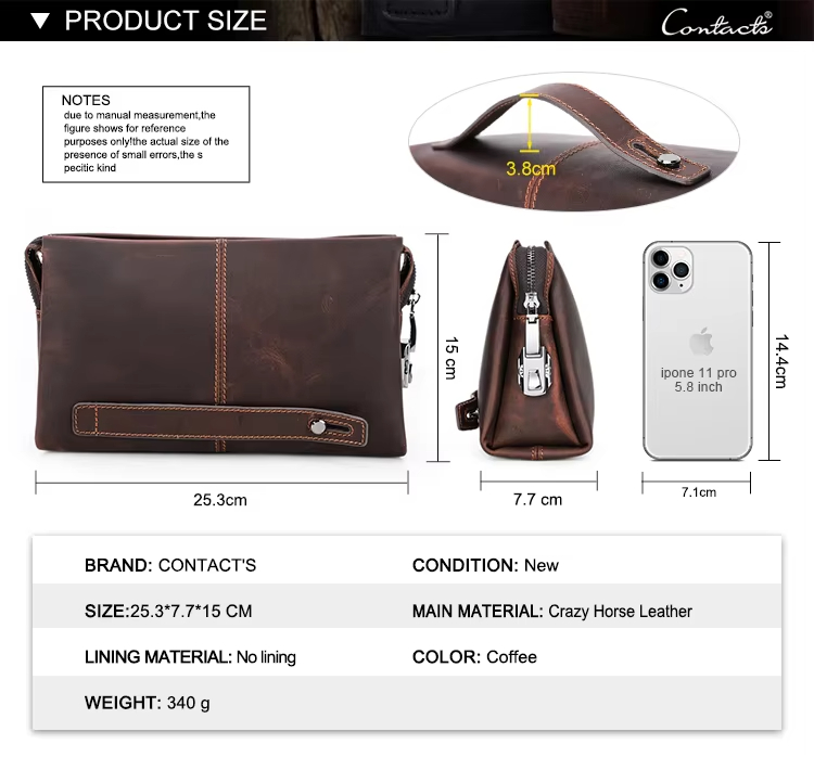  Crazy Horse Leather Clutch Bag