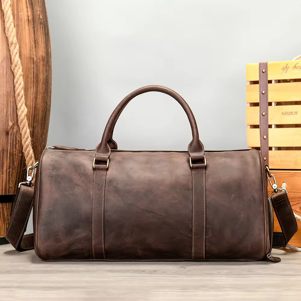 Leather Travel Duffel Bag
