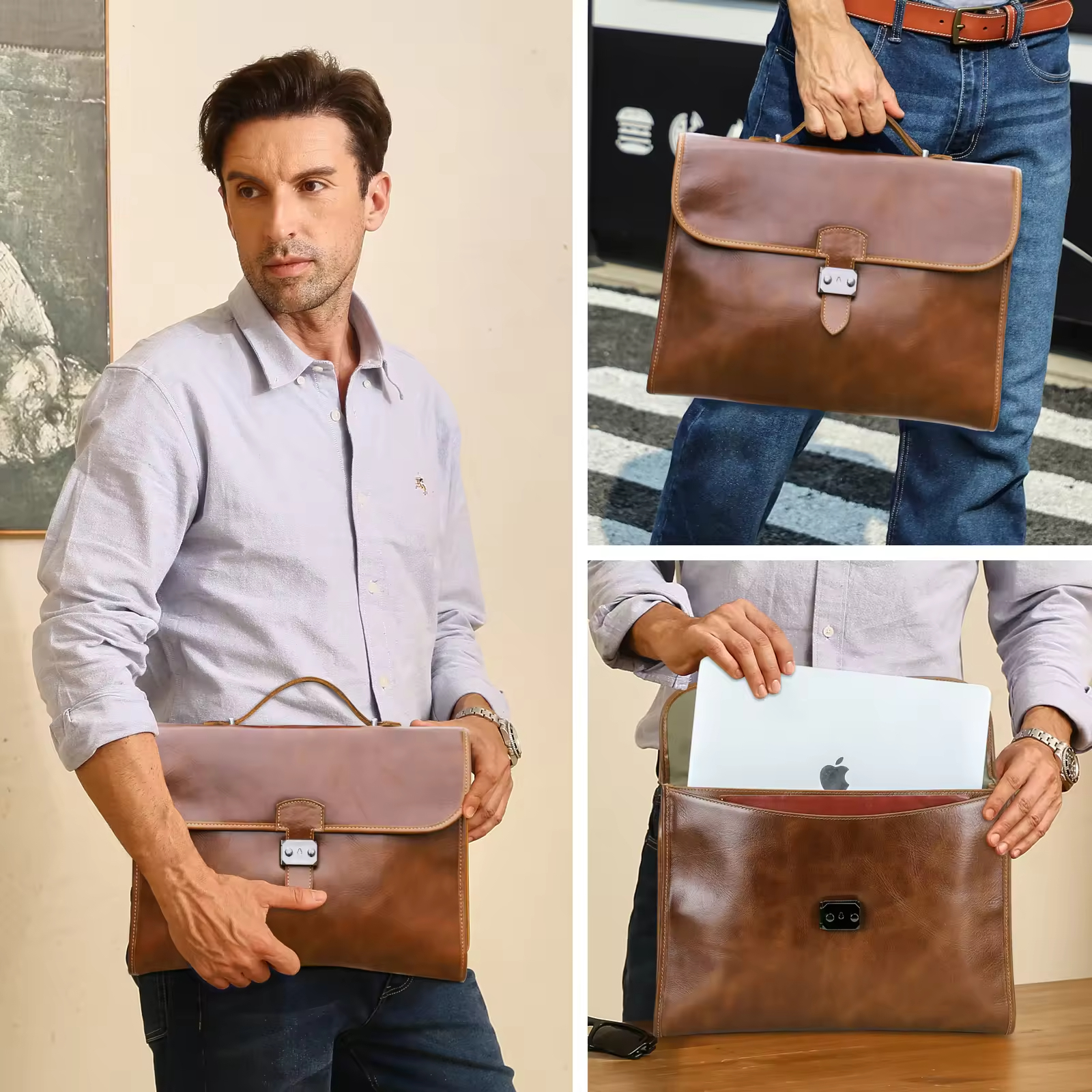 Handcrafted Leather Laptop Briefcase