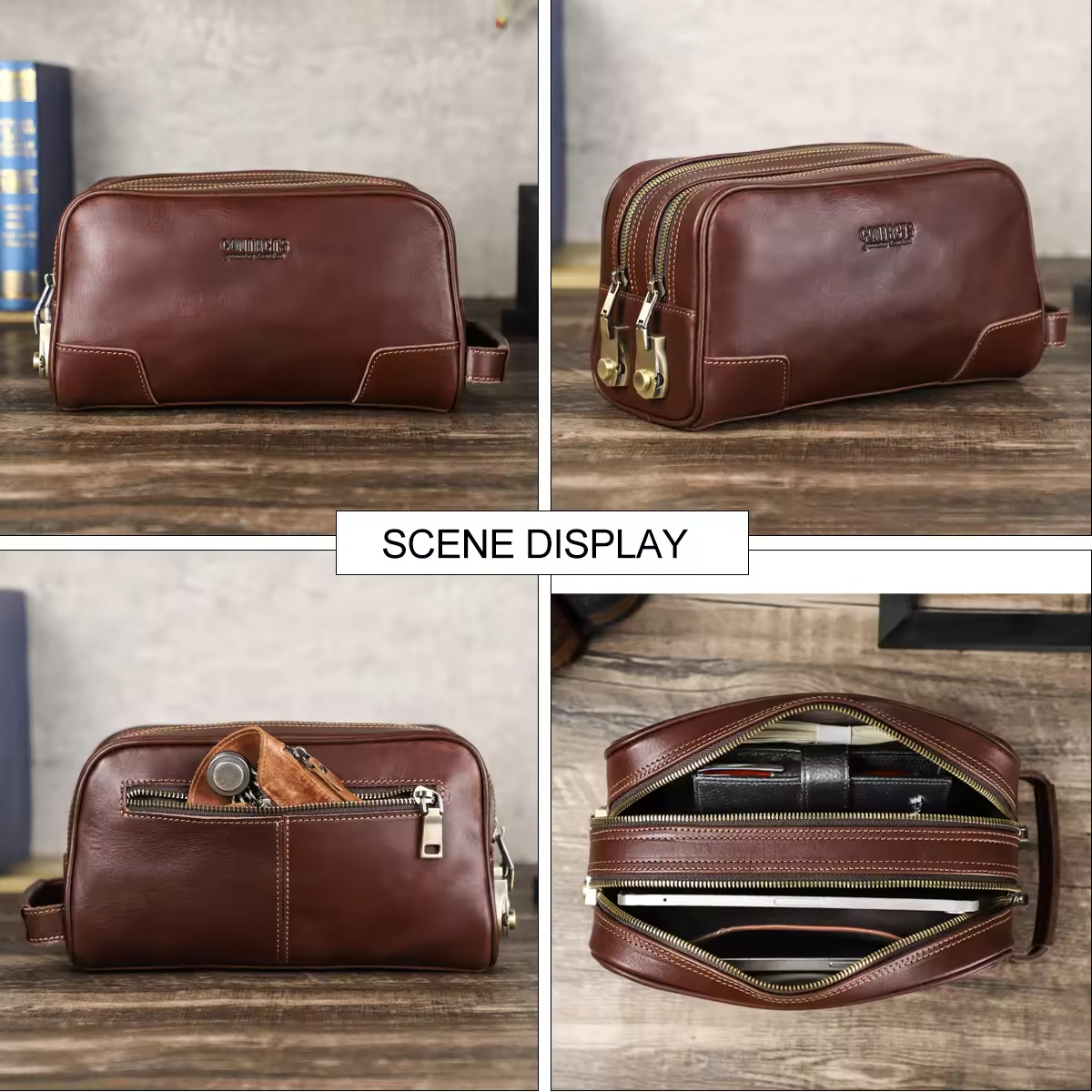 Leather Travel Toiletry Bag