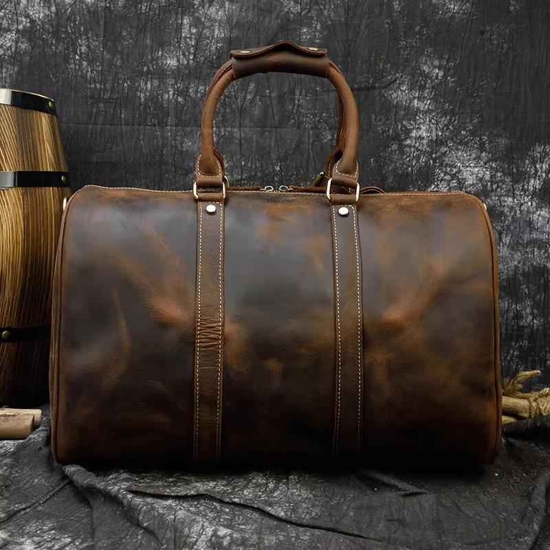 Vintage Leather Travel Duffel Bag