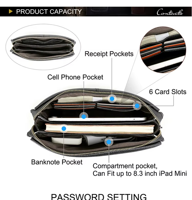 Black Leather Clutch Bag