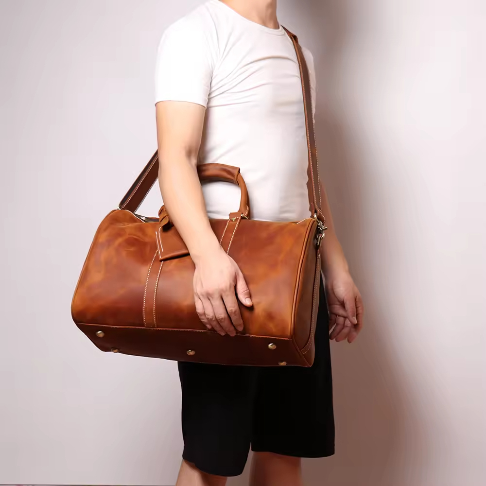 Vintage Leather Duffle Bag
