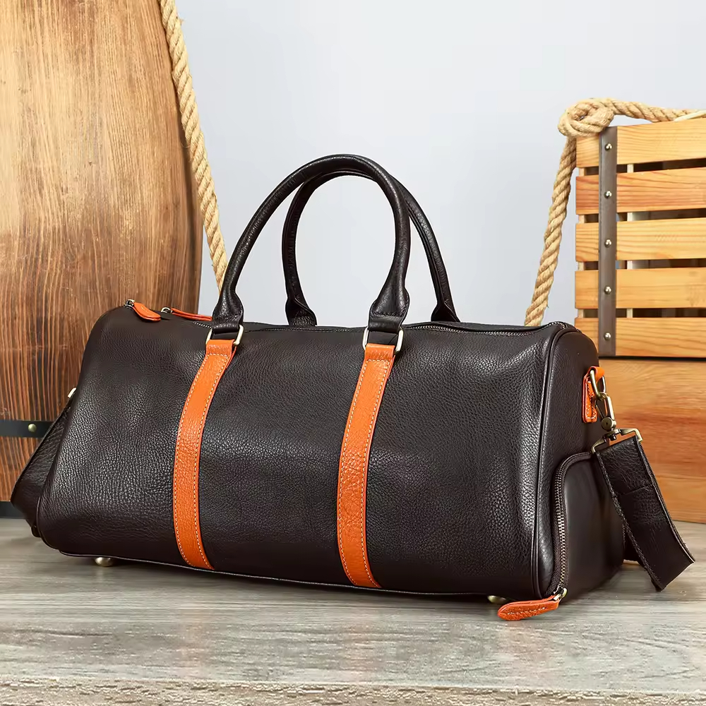 Leather Travel Duffel Bag