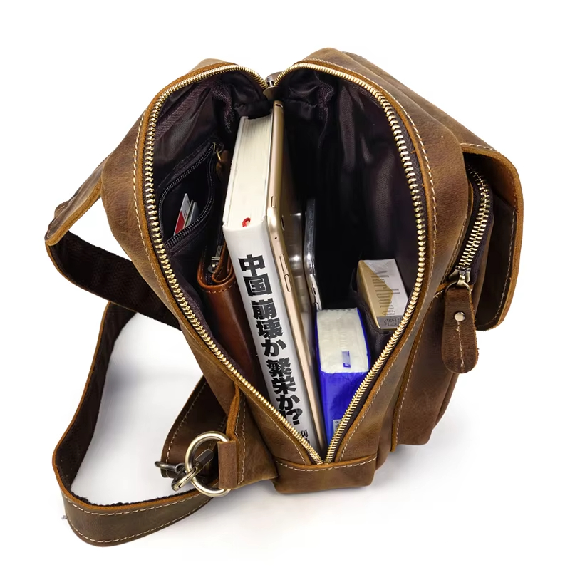 Brown Leather Crossbody Sling Bag