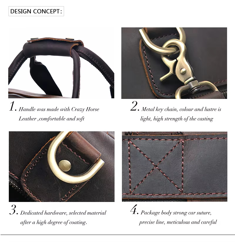 Vintage Leather Travel Duffel Bag