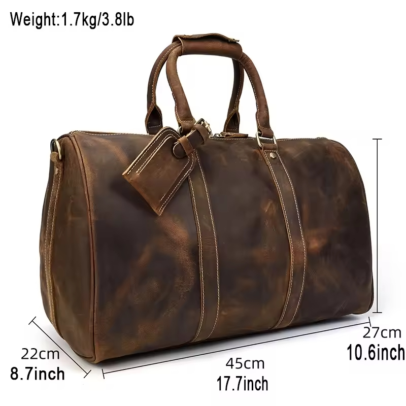 Vintage Leather Travel Duffel Bag