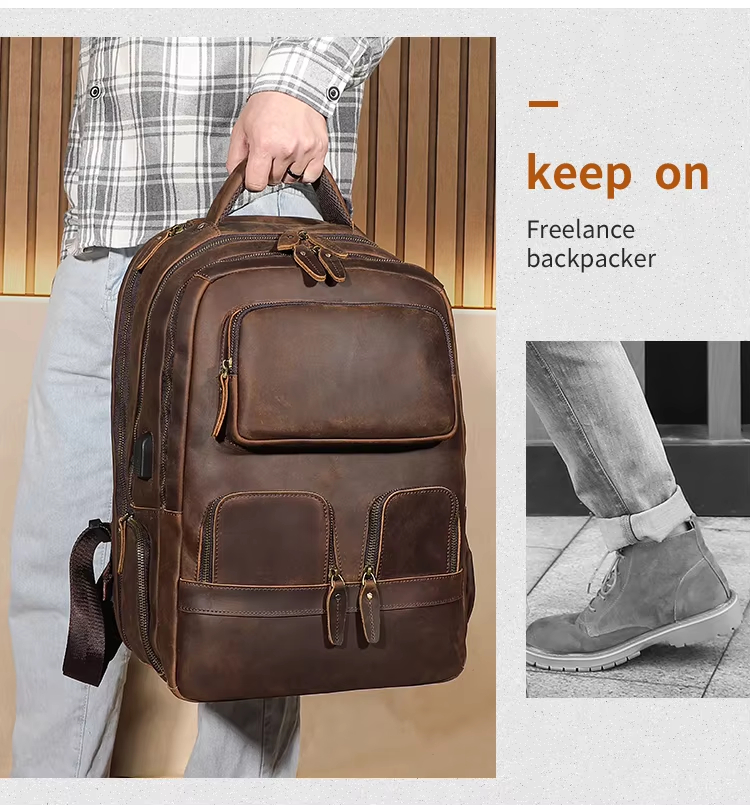 Vintage Leather Laptop Backpack