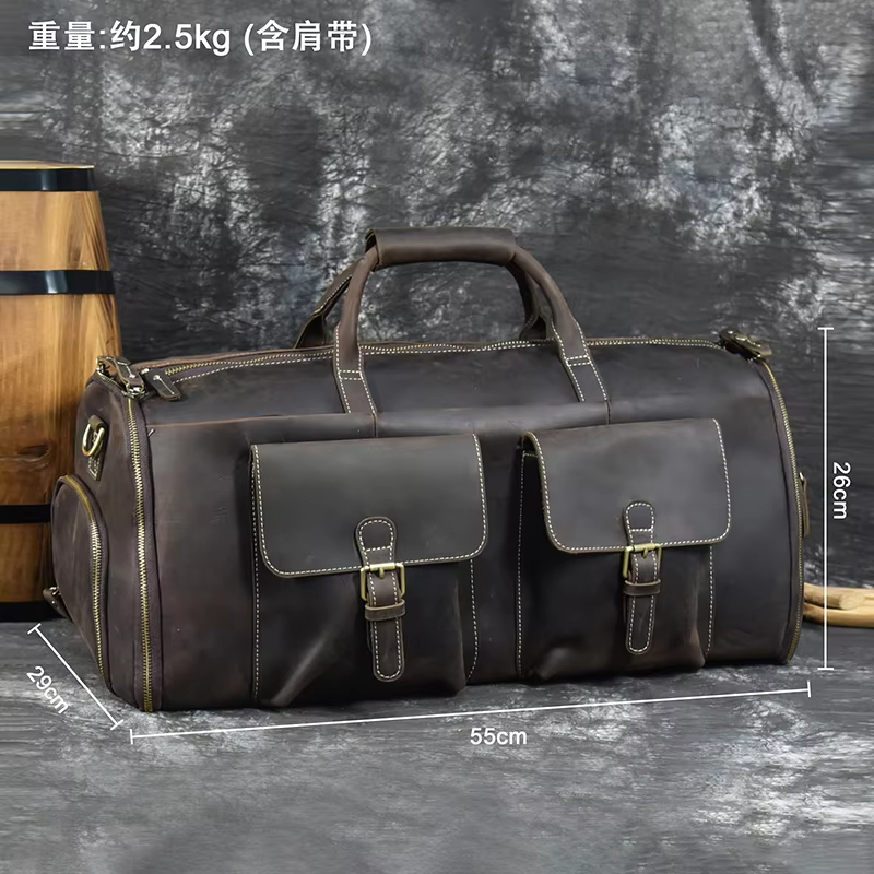 Leather Travel Duffel Bag