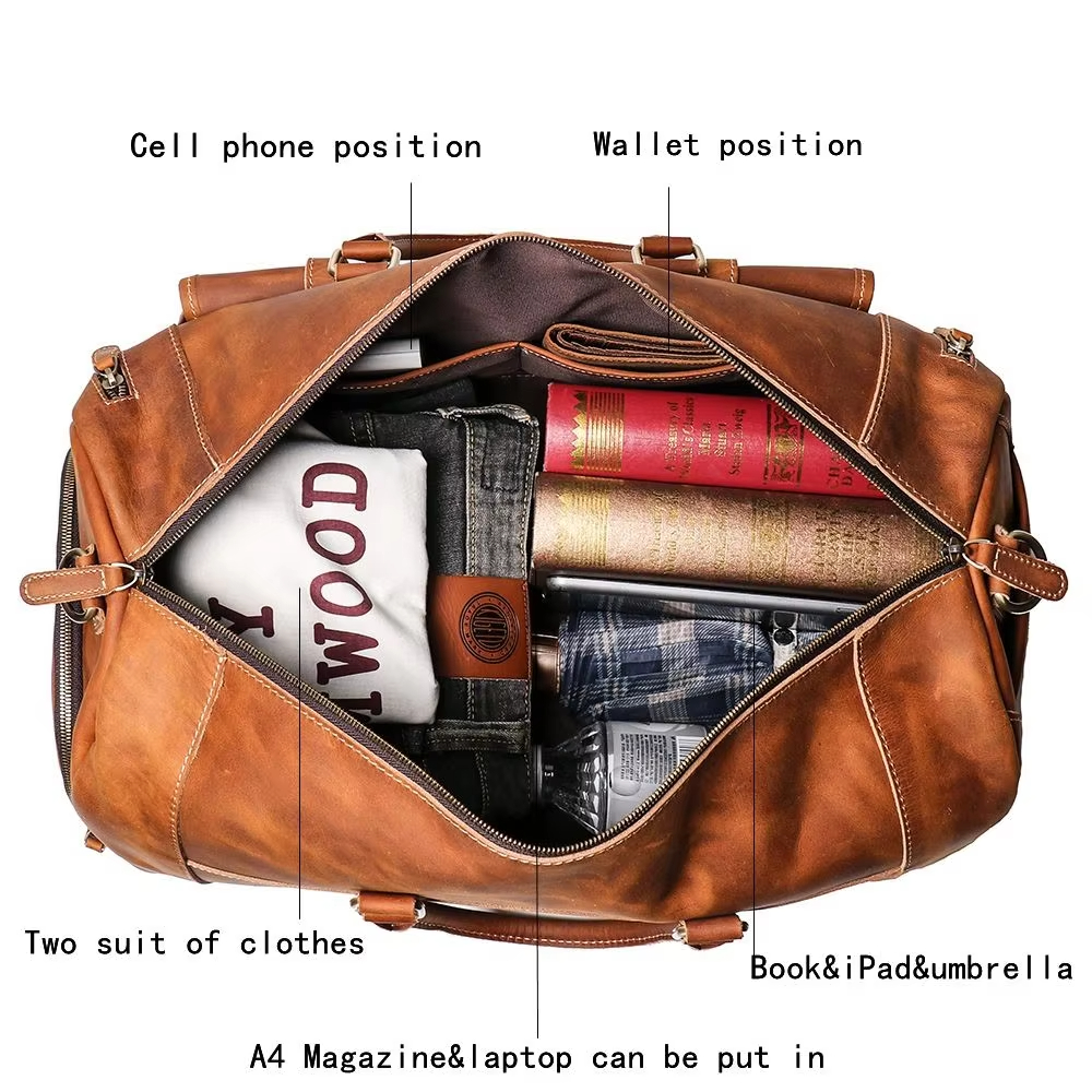 Leather Travel Duffel Bag