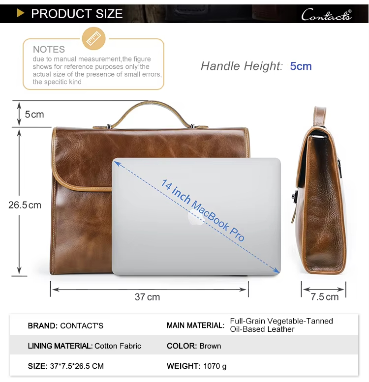 Handcrafted Leather Laptop Briefcase