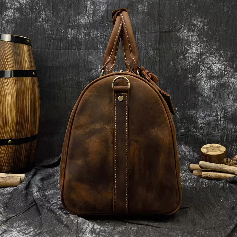 Vintage Leather Travel Duffel Bag