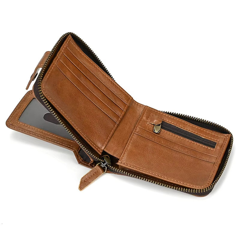Brown Leather Zipper Wallet