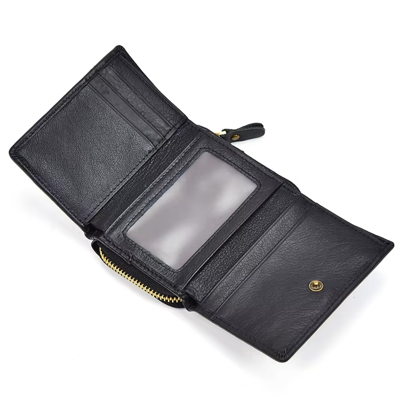 Black Leather Zipper Wallet