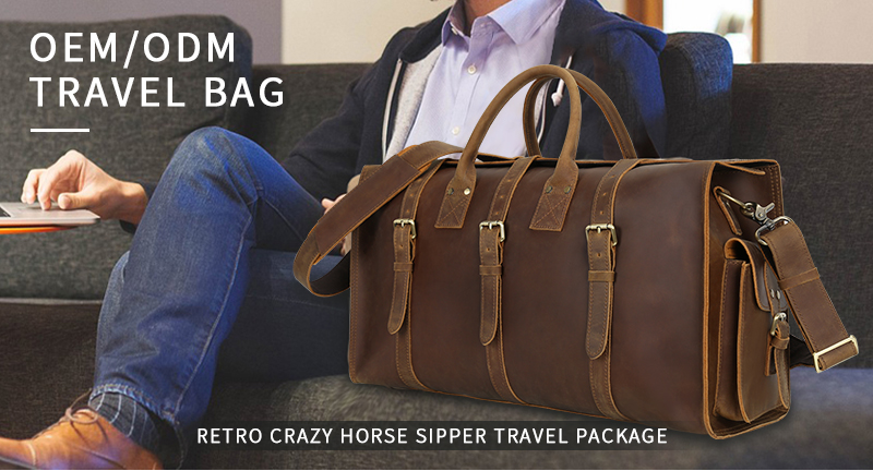 Retro Crazy Horse Leather Travel Bag
