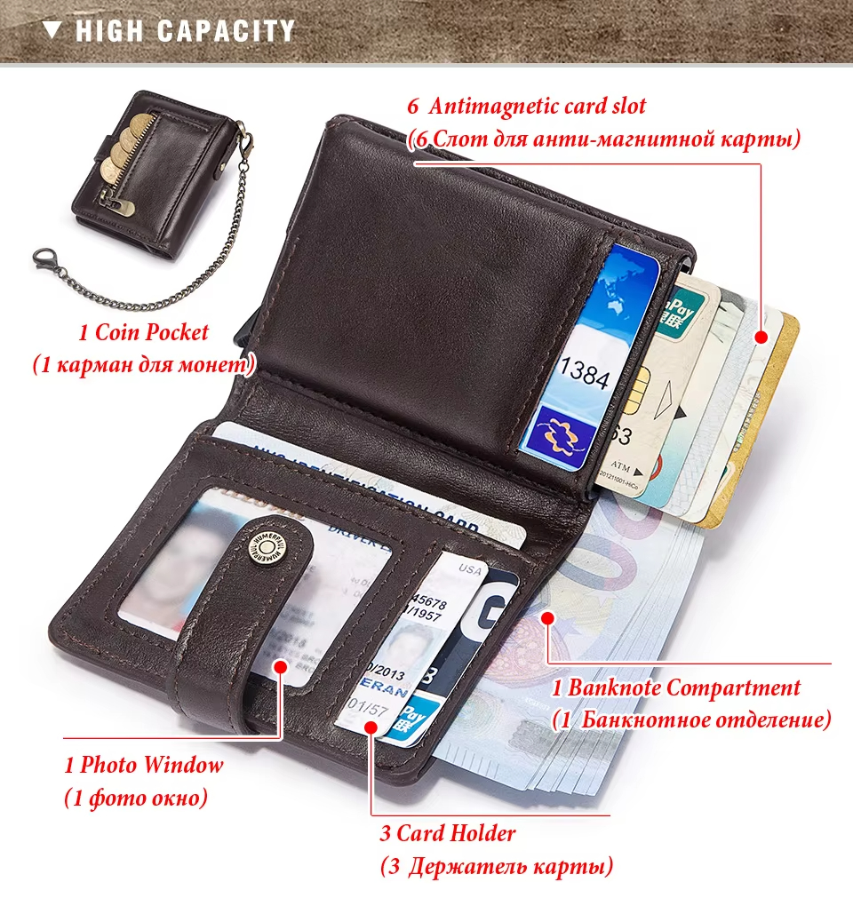 High Capacity Leather Wallet card holder