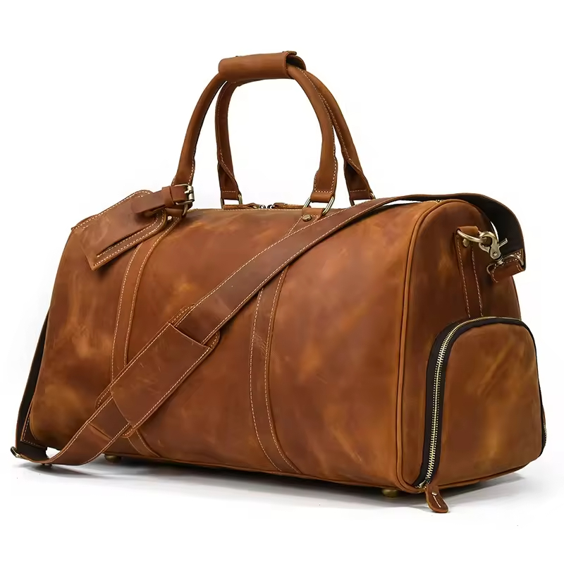 Leather Travel Duffel Bag