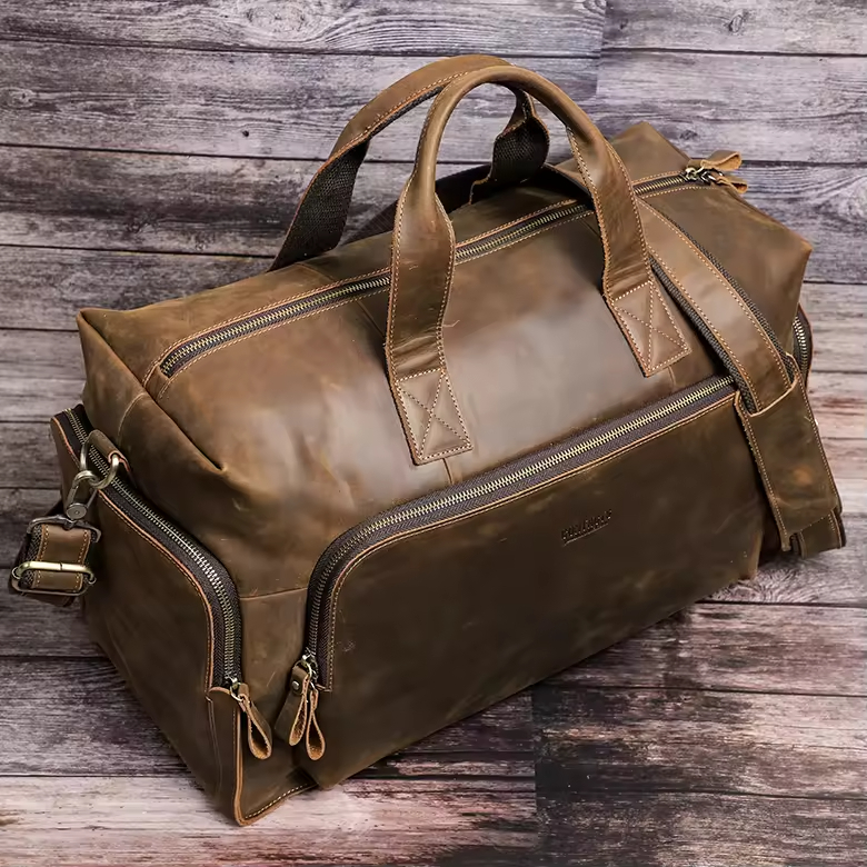 Leather Travel Duffel Bag