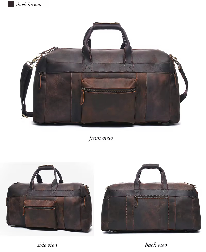 Vintage Leather Travel Duffel Bag
