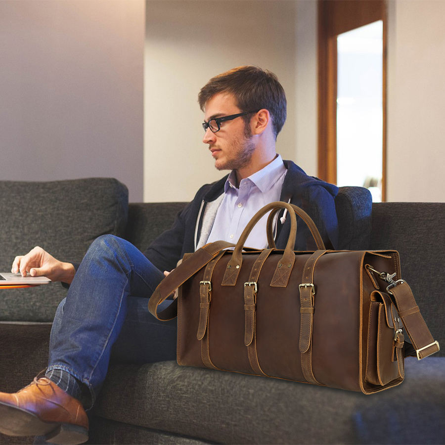 Retro Crazy Horse Leather Travel Bag