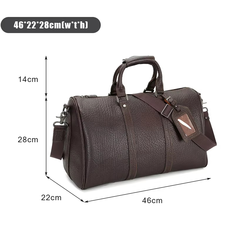 Brown Leather Travel Duffle Bag