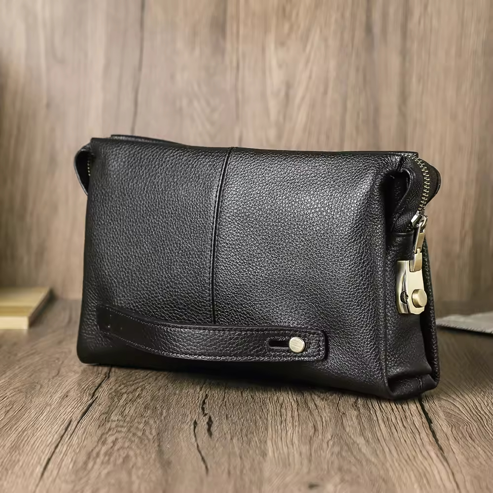 Black Leather Clutch Bag