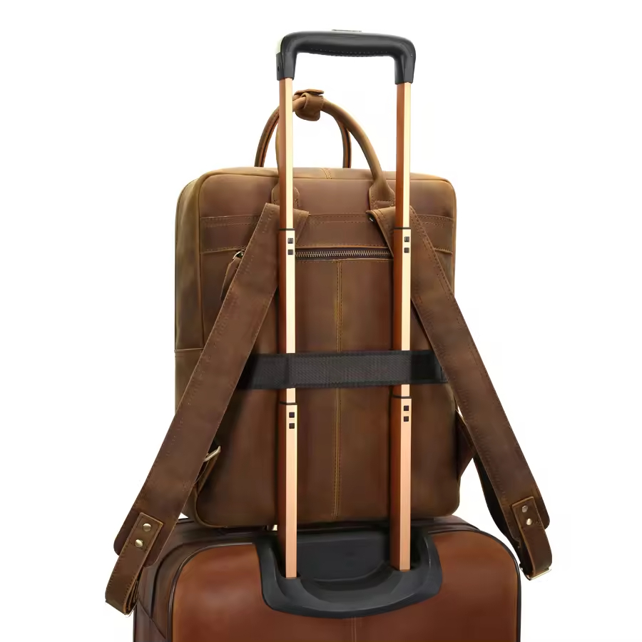 Multi-Compartment Leather Travel Bag