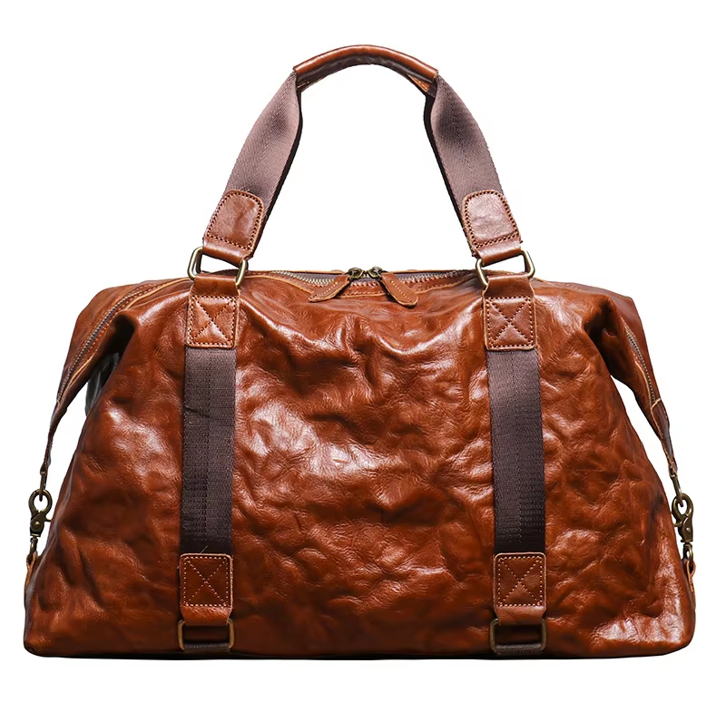 Vintage Leather Travel Duffel Bag