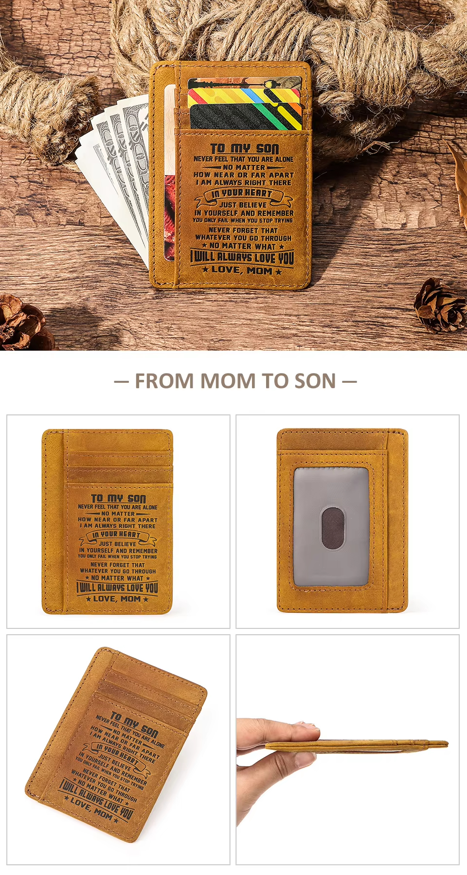 Personalized Leather Wallet Card Holder