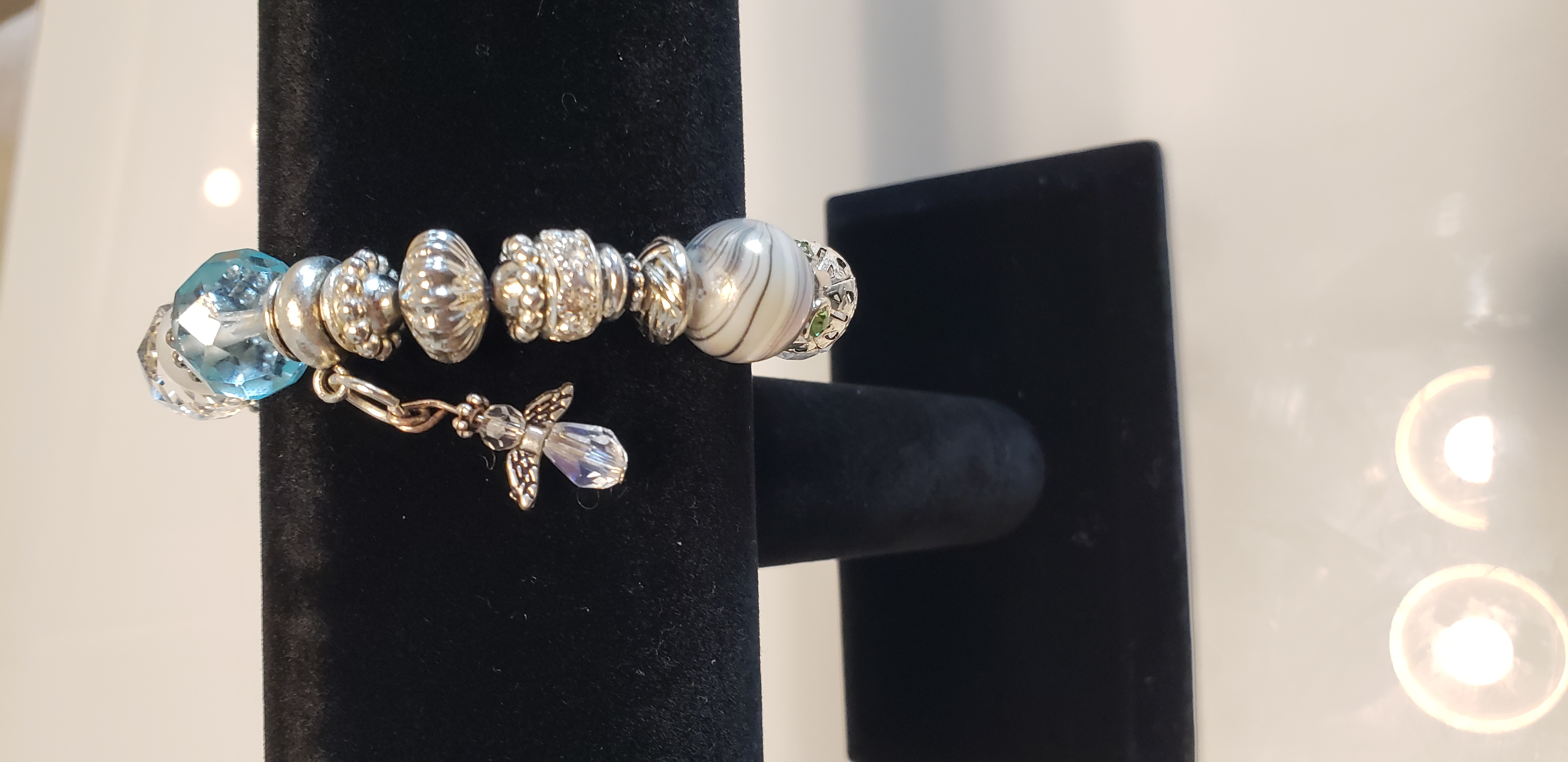 Turquois Beaded Bracelet with Angel Charm