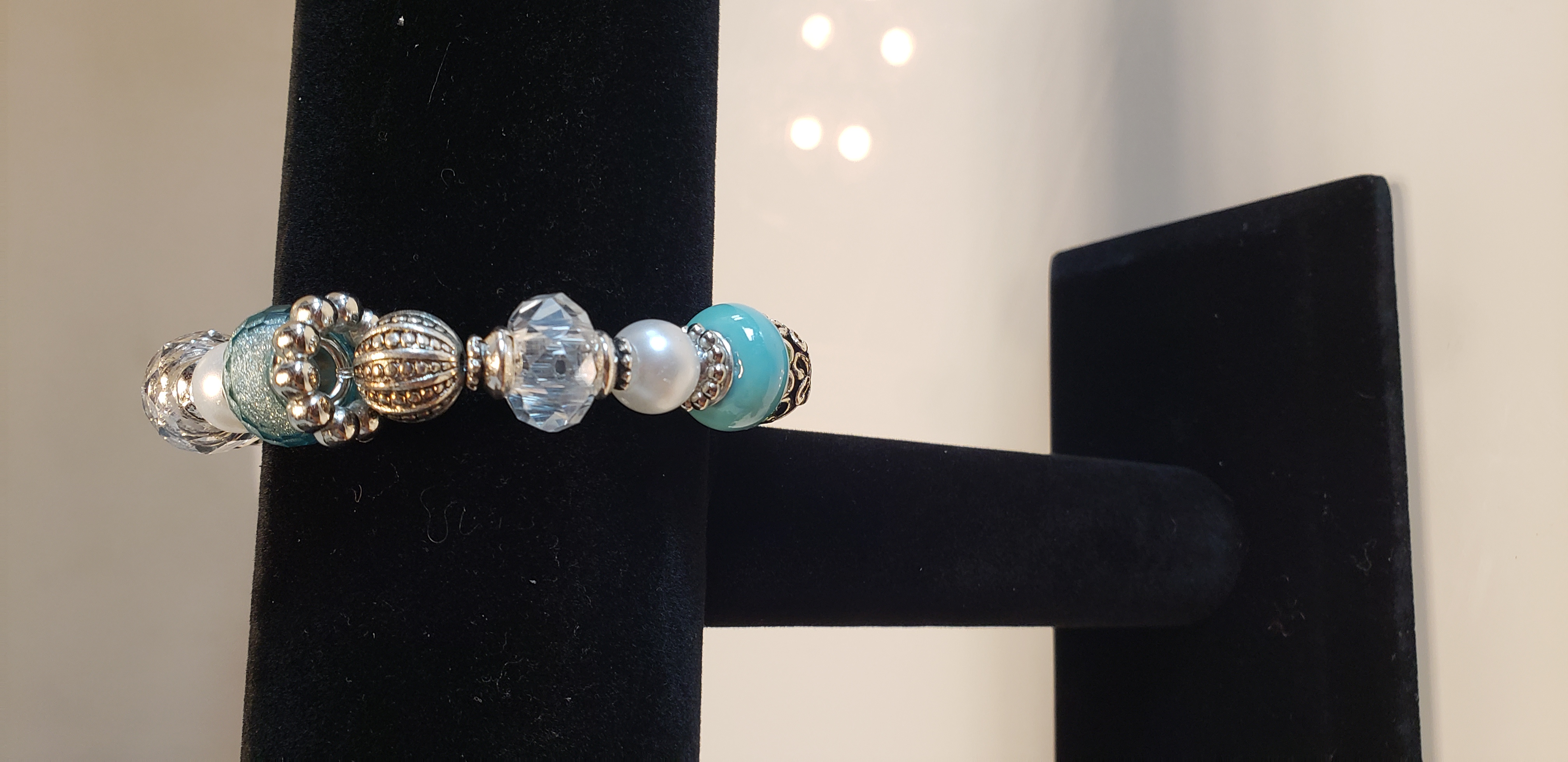 Turquois Beaded Bracelet with Angel Charm