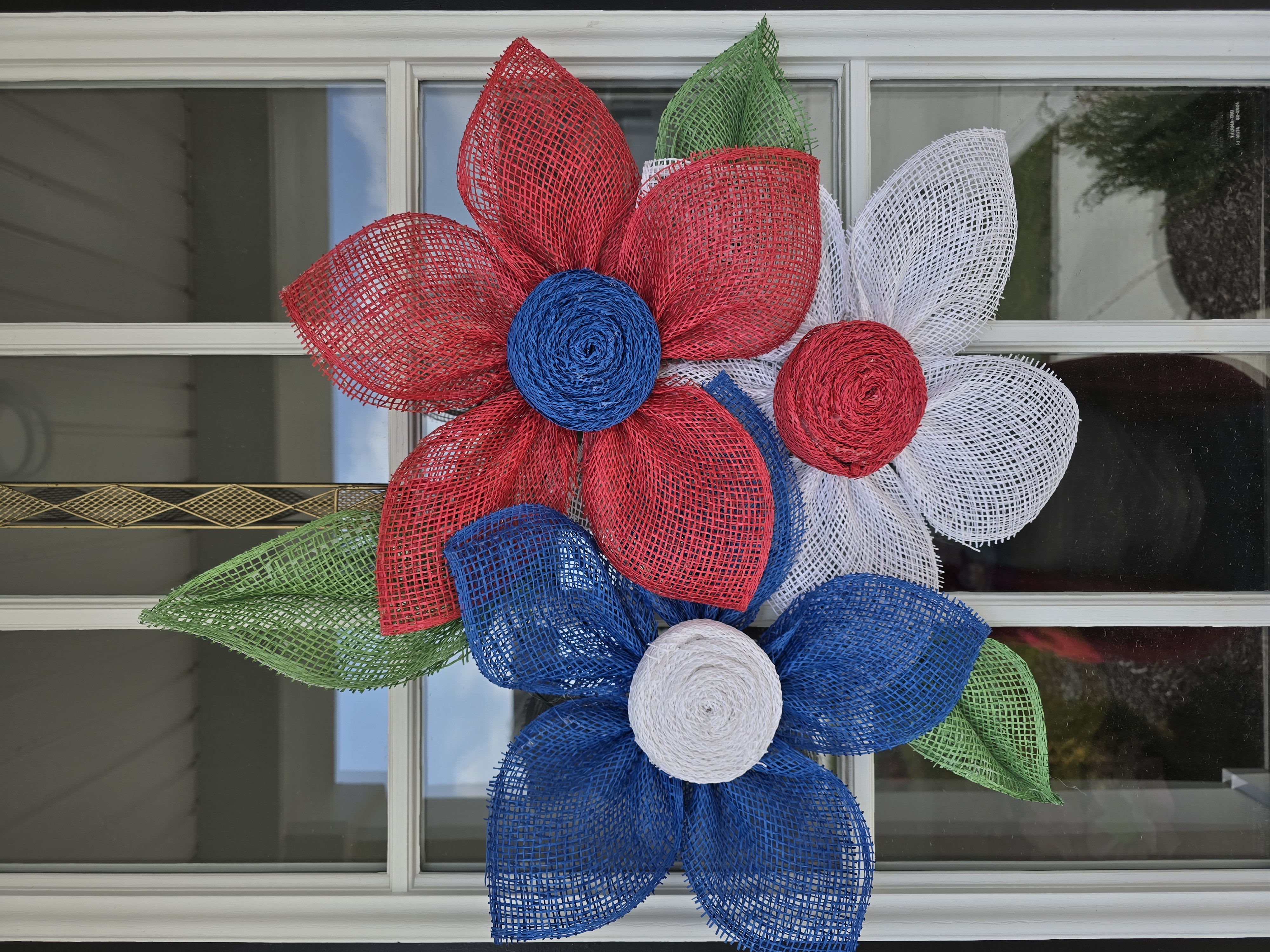 Decorative Patriotic Mesh Flower Wreath