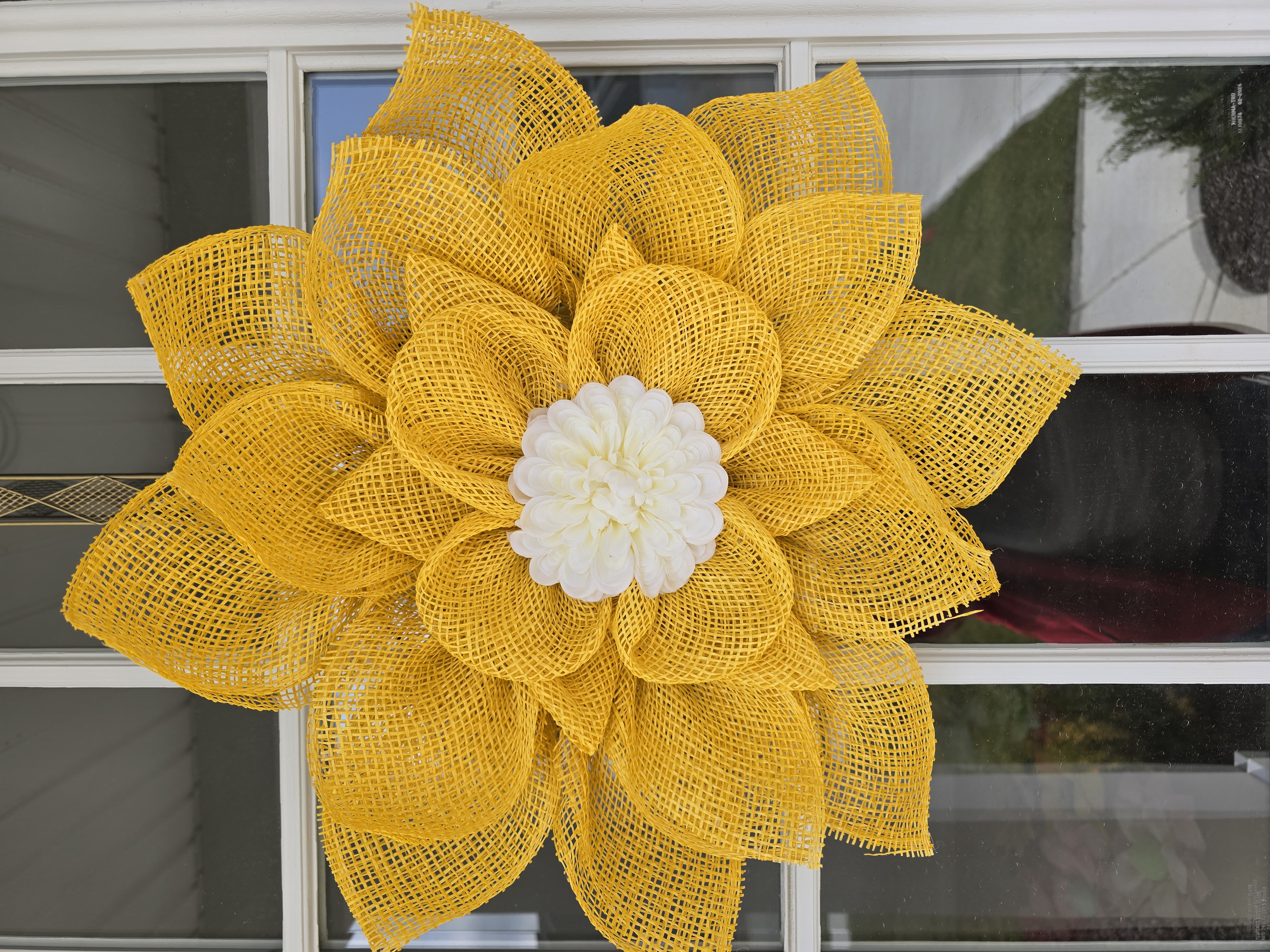 Yellow Mesh Flower Wreath