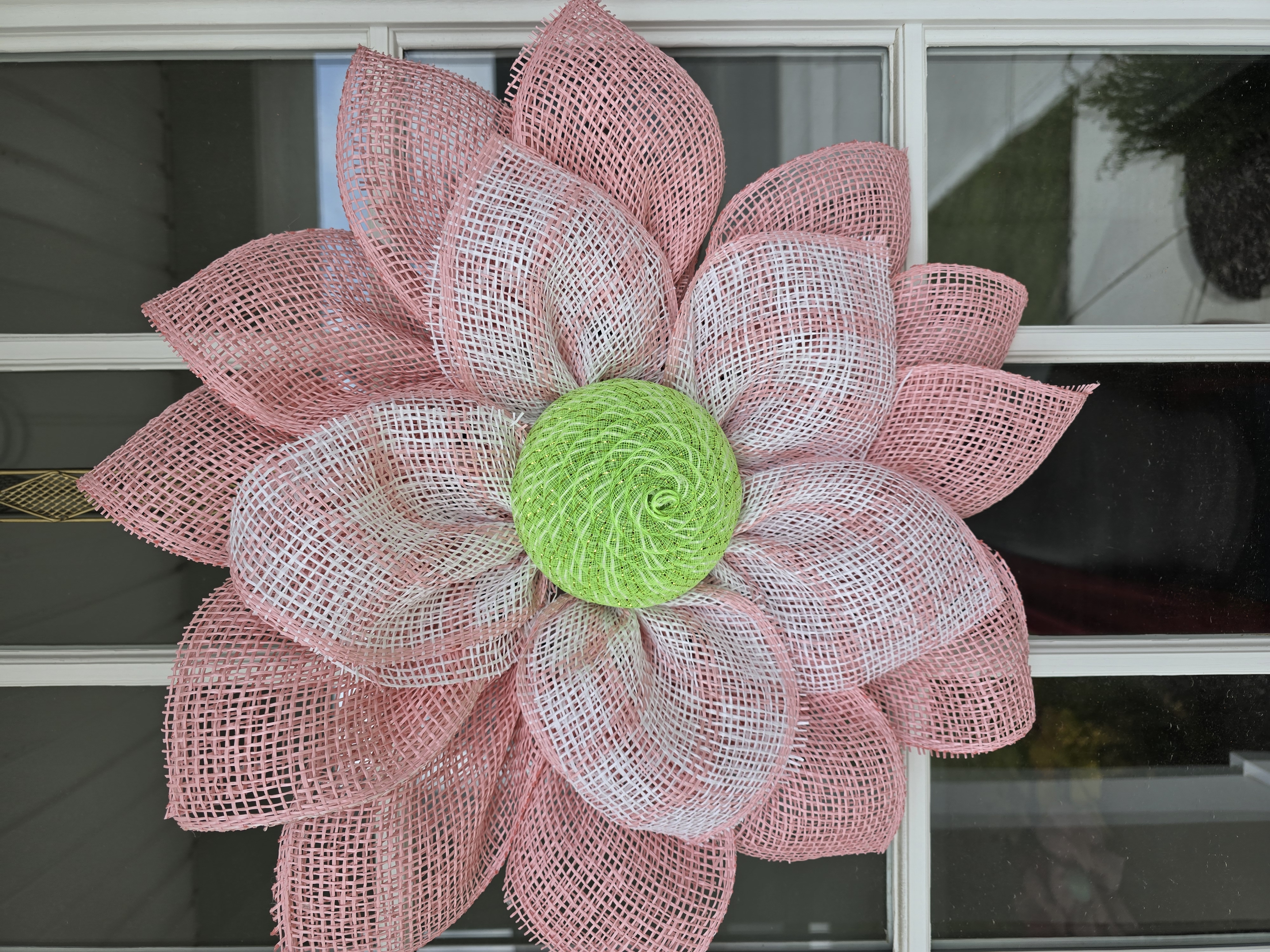 HandcraftedPink and Green Floral Wreath