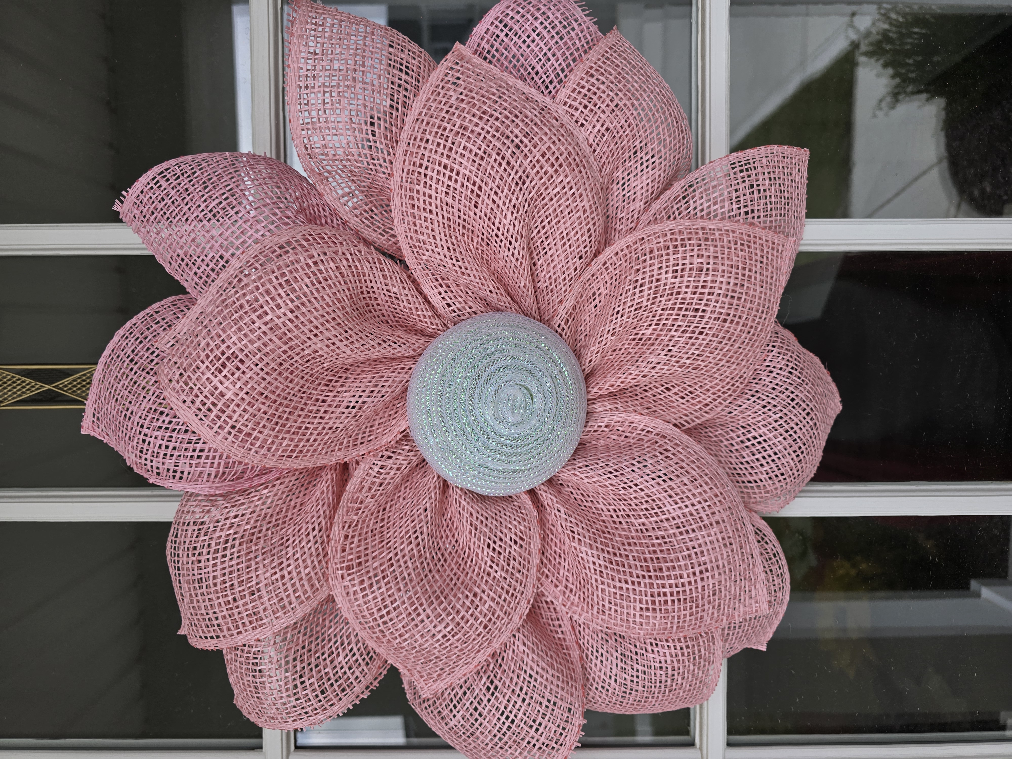 Pink and White Mesh Flower Decoration