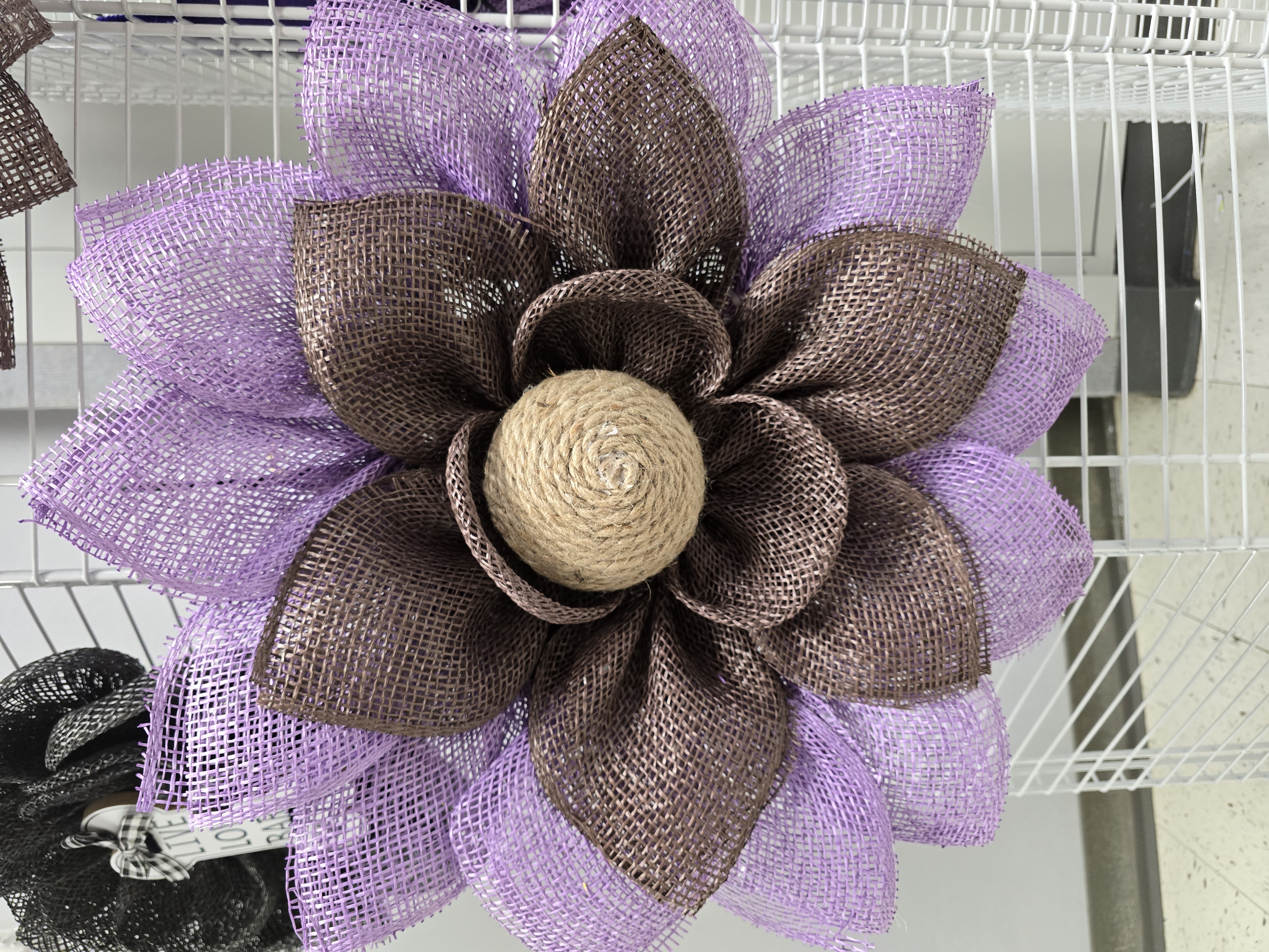 Decorative Purple and Brown  Burlap Flower