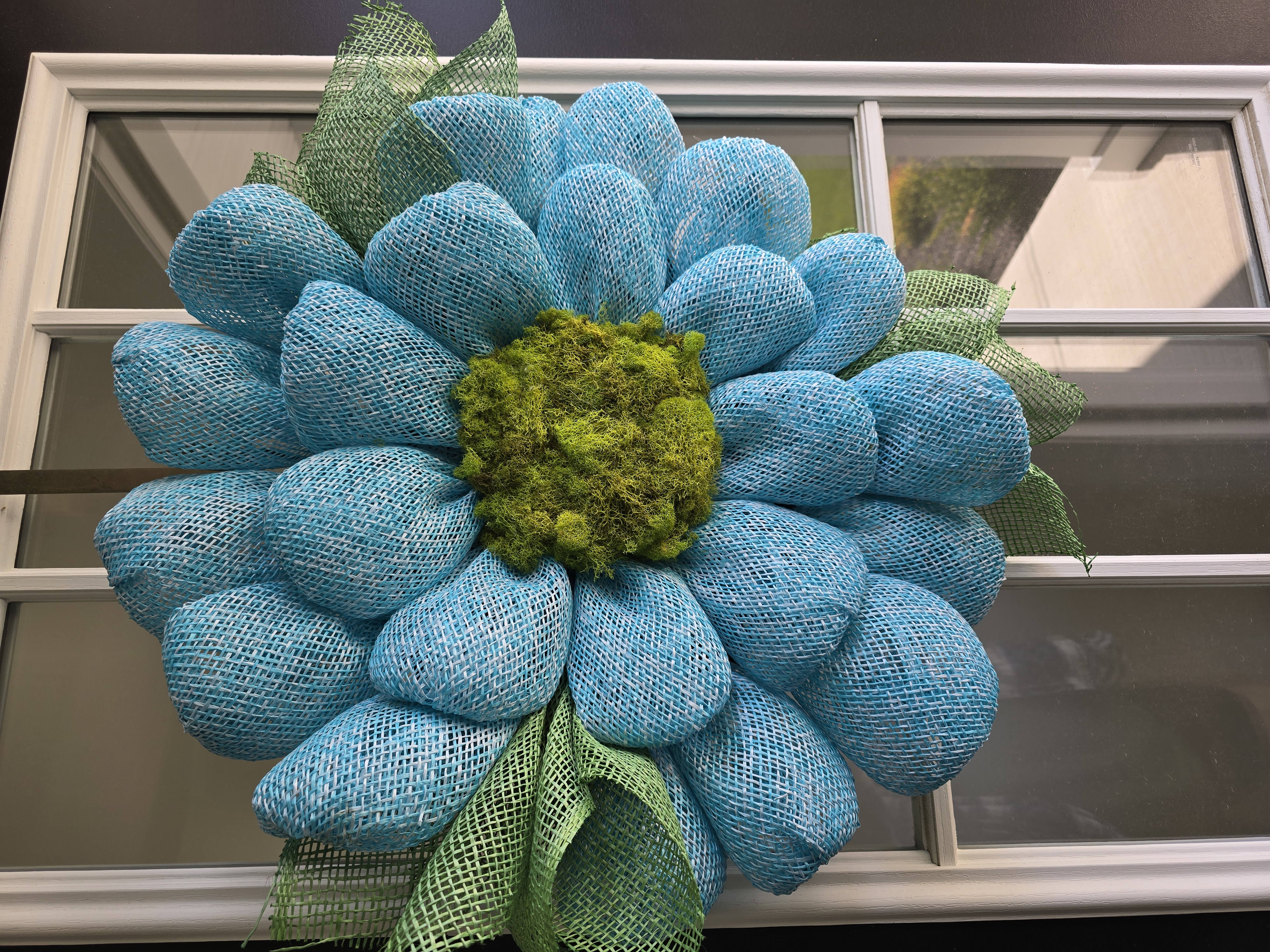 Baby Blue and Green Bubble Petal Mesh Flower Decoration