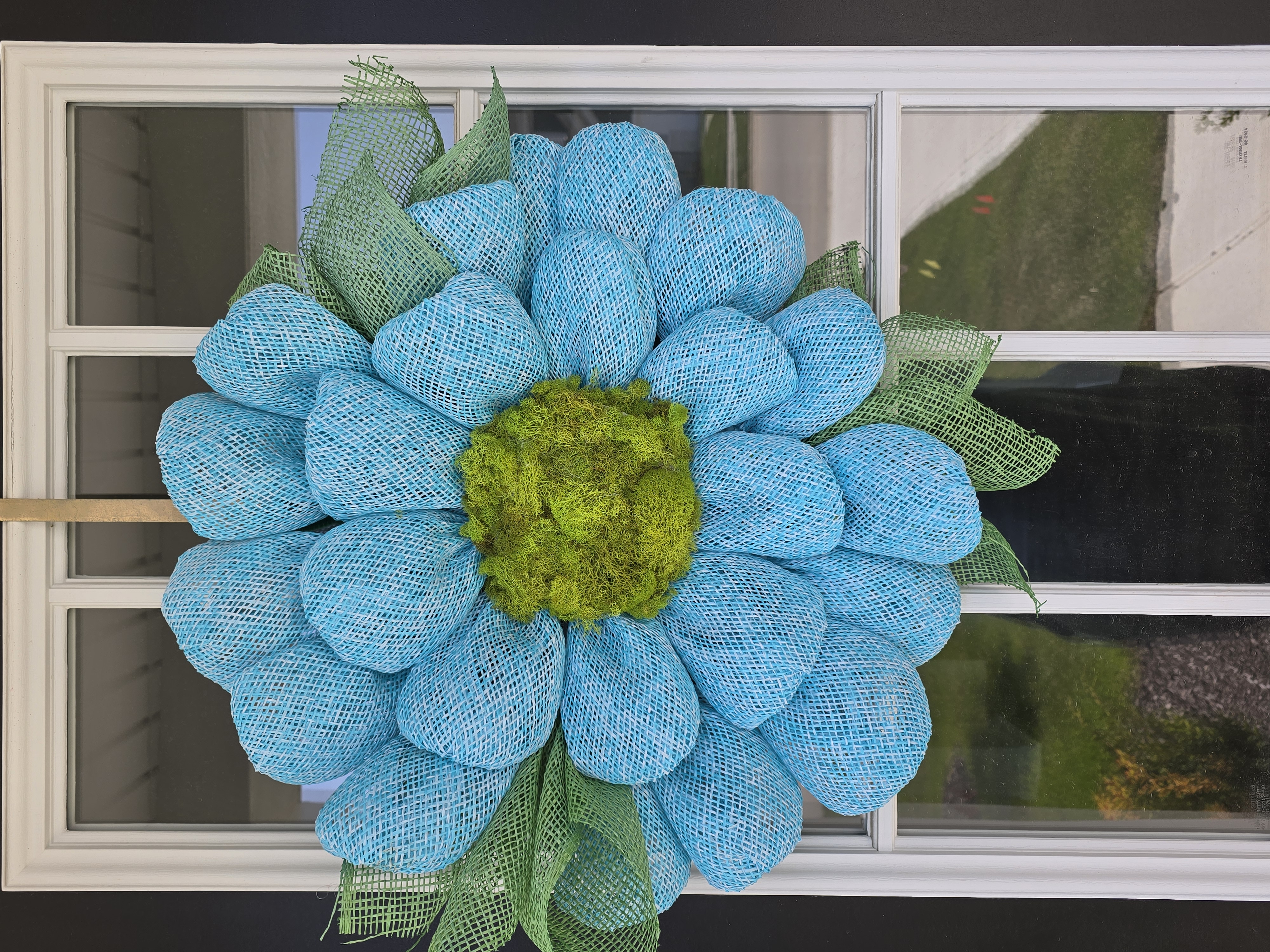 Baby Blue and Green Bubble Petal Mesh Flower Decoration