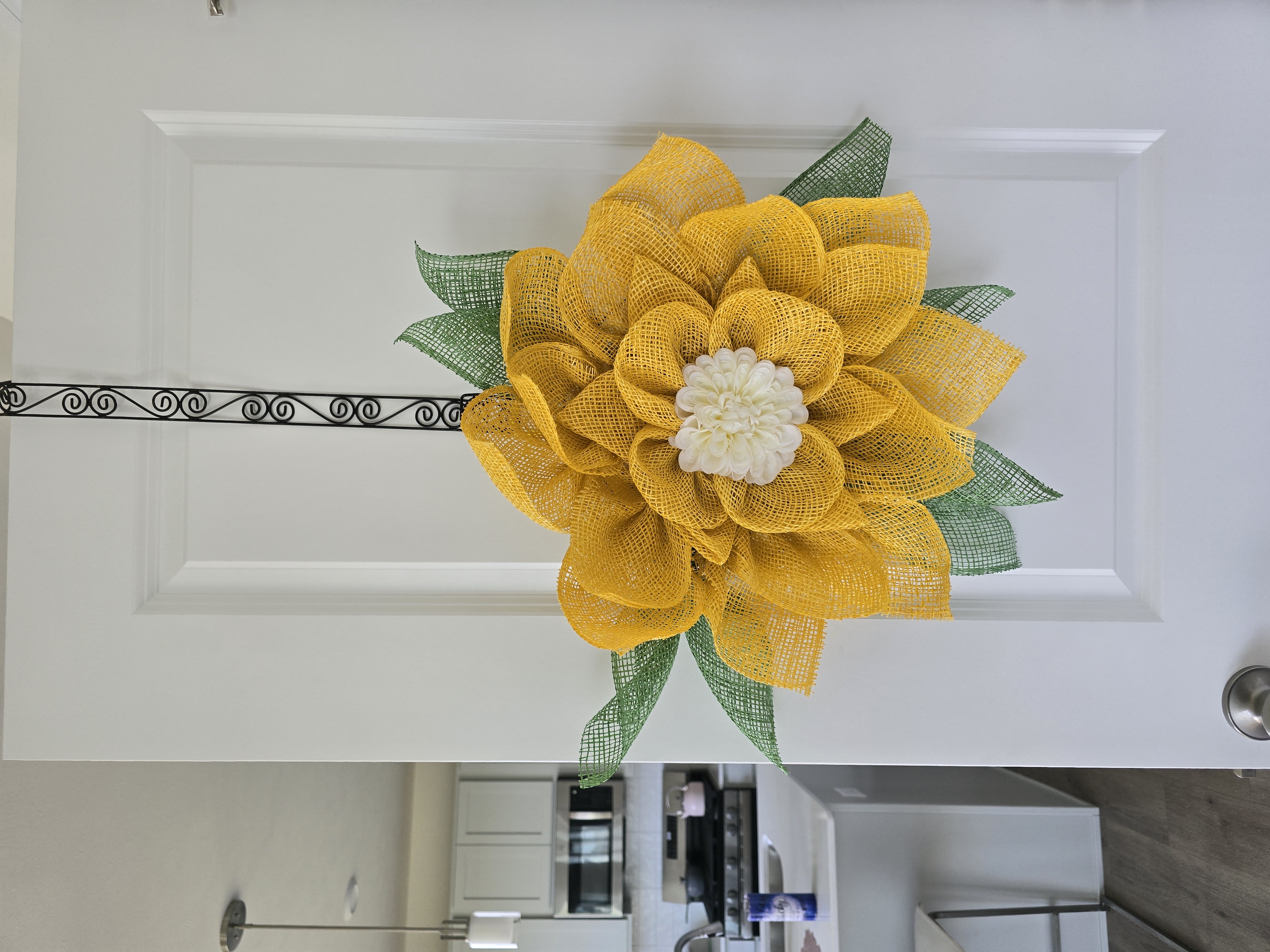 Yellow Mesh Flower Wreath