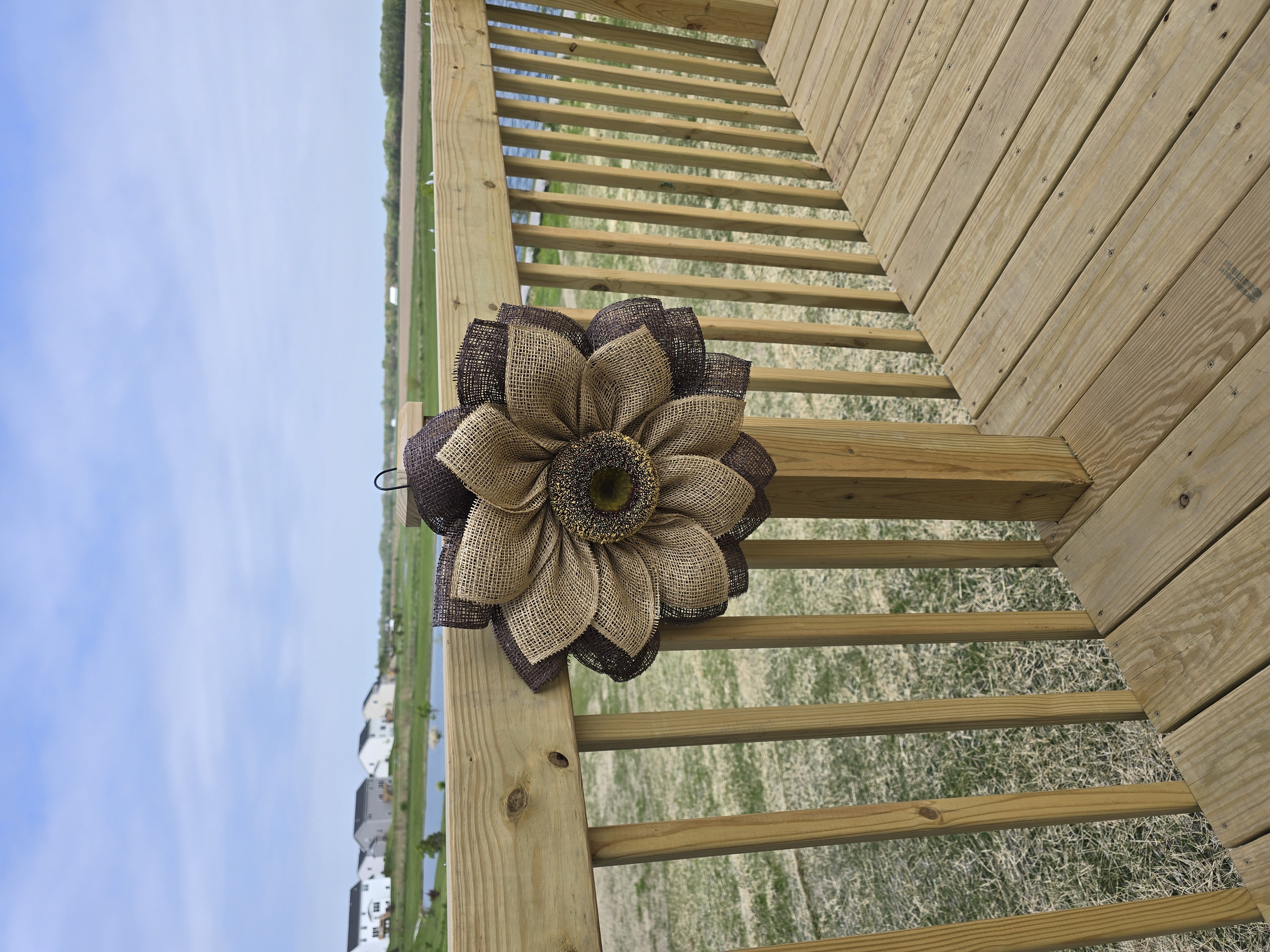 Chocolate Brown and Tan Burlap Sunflower Wreath